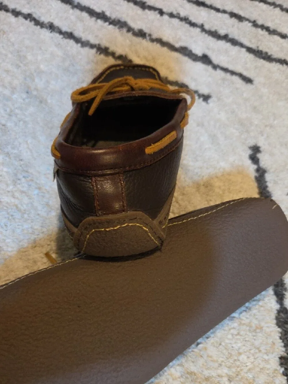 L.L. Bean Brown Leather Boat Shoes with Tan Laces